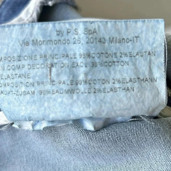 Piazza Sempione blue stretch denim crop pants side zip Size 42 Size 6 - Picture 11 of 13